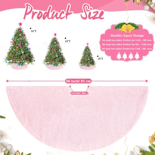 Christmas Tree Skirt 36 inch Faux Fur Pink Tree Skirt Xmas Decorations