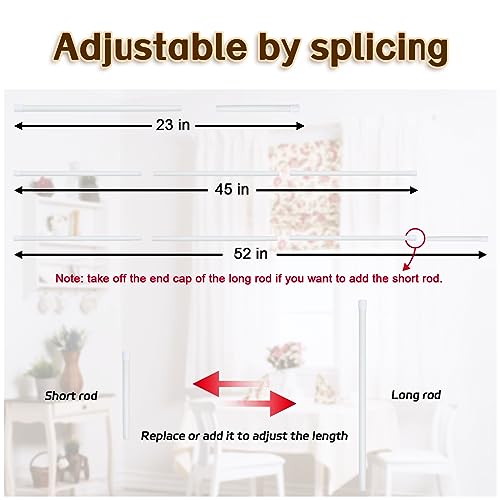 Curtain Rods for Windows 28 to 48 Inch, 5/8 Inch Matte White Curtain Rod Heavy Duty Small Drapery Curtain Rods Set with Brackets, Size: 23-52 Inch