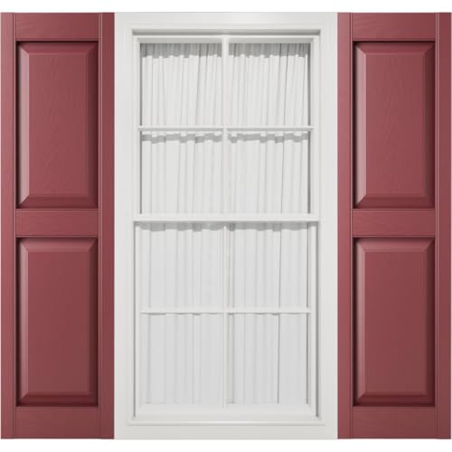 Mid America P21251078 Custom Two Equal, Raised Panel Shutter (Per Pair), 12"W x 51"H, Wineberry