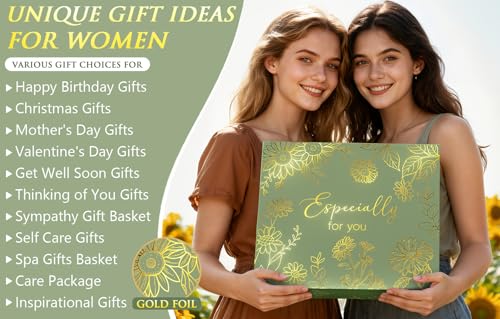 Birthday Gifts for Women Self Care Get Well Soon Gift Baskets, Spa Care Package Thinking of You Gift Set, Sympathy Inspirational Christmas Sunflower Gifts for Women Her Mom Friend Sister Wife Teacher