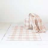 Creative Co-Op Cotton Tufted Pouf with Plaid Pattern, Blush and Cream