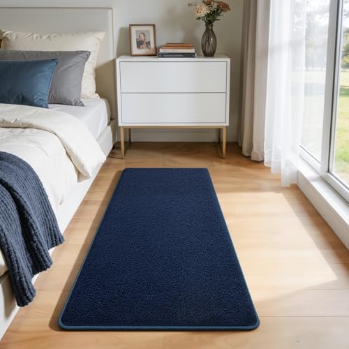 Modern Hallway Runner Rug, 2x4 Navy Blue Washable Non Slip Rug