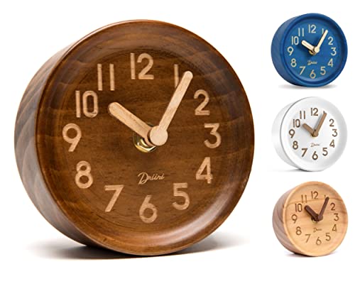 Driini Wooden Analog Desktop Clock – 4.3 in. Decorative Pinewood Clock. 4 Color Bundle