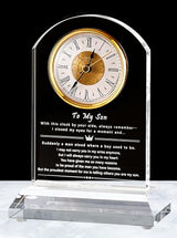 DEEWISH to My Son Gift from Mom or Dad, Birthday Graduation Christmas Father’s Day Present for Son Adult, Inspirational Desk Clock with Gift Box & Card (Battery Not Included)