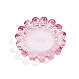 Chic Pink Bubble Glass Candle Dish – Modern Clear Glass Candle Holder for Tealights & Diffusers, Decorative Tray for Home & Tabletop Decor（1 Pack）
