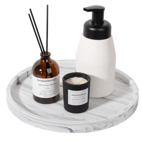 Silicone Bathroom Tray Coffee Table Decor Perfume Organizer, 10" Marble