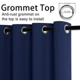 JIUZHEN Blackout Curtains with Tiebacks - Thermal Insulated, Light Blocking and Noise Reducing Grommet Curtain Drapes for Bedroom and Living Room, Set of 2 Panels, 42 x 63 Inch Length, Navy Blue