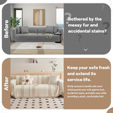 DREAMINGO Couch Cover Reversible Chenille 3 Seat Sofa Covers for Pet Kids Beige Coffee Couch Protector for 3 Cushion Couch Sofa Vertical Stripe Jacquard Sofa Slipcover Sectional, 71"x134"