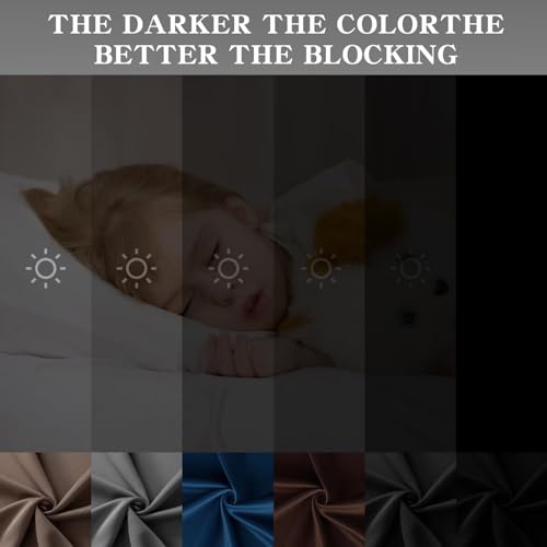 IGEMAEVE Black 100% Blackout Curtains 84 Inch Length 2 Panels Set, Black Out Curtains for Bedroom 84 Inch Long, Rod Pocket Energy Saving Room Darkening Drapes for Living Room Dining Room Window