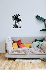 Benziso Palm Tree Metal Wall Art Tropical plants Wall Decor Beach Theme Wall Sculptures Coastal Wall Hanging for Bathroom Living Room Indoor Outdoor (Black)