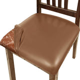 Pu Leather Dining Chair Seat Covers Set of 6, Waterproof Dining Seat Covers Stretch Chair Covers for Dining Chairs/Kitchen Room/Hotel, Odorless Seat Covers for Kitchen Chairs (Light Brown- 4 PCS)