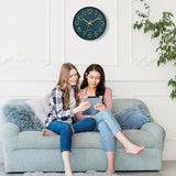 Lumuasky Wall Clock,Battery Operated Modern Analog Silent Non-Ticking Decorative Emerald Clock for School Office Classroom Bedroom Kitchen Living Room Nursery Decor (12 inch)