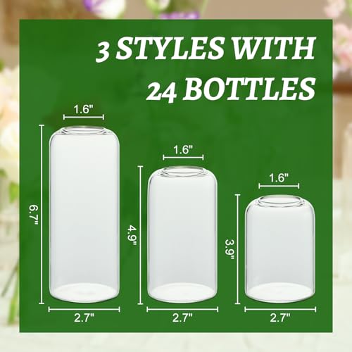 Glass Bud Vases Set of 24, Clear Flower Vase for Centerpieces, Small Vases for Flowers, Decor Centerpiece for Bathroom, Decorative Vases for House Warming