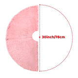 Pink Plush Christmas Tree Skirt 30 Inches Faux Fur Xmas Tree Skirt Base Cover Mat with Shiny Streamers for Christmas Tree Holiday Home Party Decorations - 78cm
