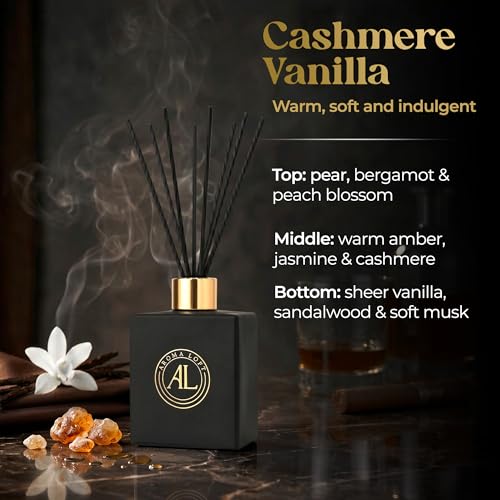 Black Reed Diffusers for Home | Premium Fragrance Diffuser | Reed Diffuser Sticks in Oil Set with Cashmere Vanilla Scent | Smell Good Stuff | Long-Lasting Oil for Bathroom & Office (5 oz)