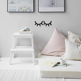 VOSAREA Sleepy Eyes Wall Decor: Wooden Eyelash Wall Art Decal Nursery Decor 3D Sleepy Eyes Stickers Prop for Christmas Baby Room Kids' Bedroom, Black