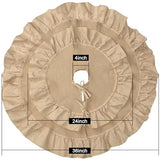 yuboo 24 Inch Burlap Tree Skirt, Small Tree Skirt for 2-3 Ft Tabletop Trees, Rustic Mini Christmas Tree Skirt with Ruffle Edge, Farmhouse Holiday Decor