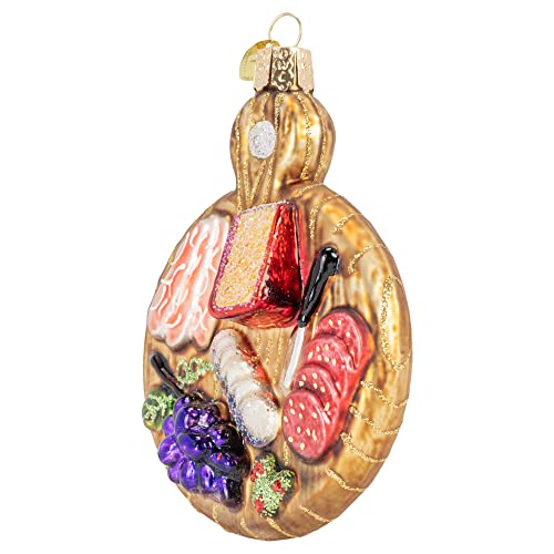 Old World Christmas Charcuterie Board Glass Blown Ornament for Christmas Tree, Handcrafted Holiday Decoration, Food Collection