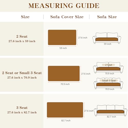 MYSKY HOME Couch Covers for Sofa, L Shaped Couch Cover, Couch Cover for Dogs, Sofa Covers for Pets Washable, Non Slip Sofa Slipcovers, Leather Sofa Cover Loveseat Couch Covers, Cream, 27.6" x 59"