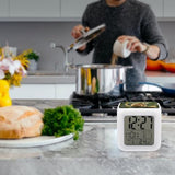Golden Monkey 7 Color Changing Alarm Clock Adults Cube Digital Night Light with Calendar Temperature Display Wake Up LED Alarm Clock for Bedroom Office Bedside Desk