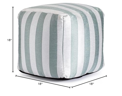 Anji Mountain 100% Handmade & Handcrafted Comfortable Home Décor Outdoor Pouf Ottoman Footrest for Living Room, Bedroom, Nursery, Kidsroom, Patio Furniture - (18" x 18" x 18"- Teal-Ivory)