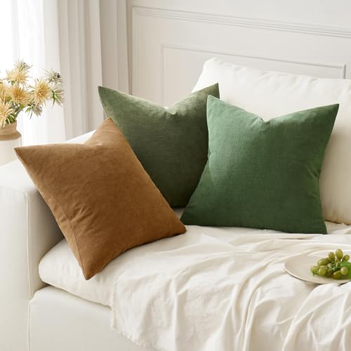MIULEE Bronze Couch Pillow Covers 18x18 Inch, Set of 2 Soft Fall Decorative Square Throw Pillow Covers Farmhouse for Sofa Living Room Bed