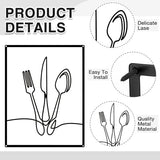 Otoolling 3 Pieces Metal Minimalist Line Kitchen Signs Wall Decor Drawing Rustic Kitchen Wall Art for Dining Living Room Home, 14 x 11 Inches(Dining Room,Black)
