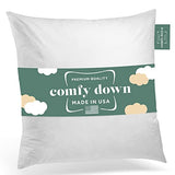 ComfyDown 18x18 Throw Pillow Insert, Down & Feather Fill, 100% Cotton Cover, Made in USA – Premium Soft Decorative Pillow Form Sham Stuffer for Bed, Sofa & Couch
