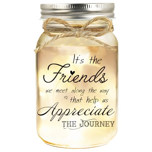 Birthday Gifts for Women Friendship, Mason Jar Night Lights for Friend, Thankgiving Gifts for Women, Suitable for Home Office Table Stands