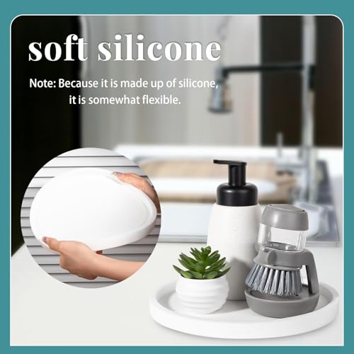 Silicone Bathroom Tray Coffee Table Decor Perfume Organizer, 10" White
