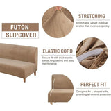 XJHKG Velvet Stretch Armless Futon Slipcover Washable Furniture Protector for Sofa Bed(Burgundy)