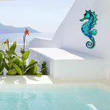 LIFFY Metal Seahorse Wall Art Mosaic Glass Ocean Wall Decor Coastal Sculpture Hanging Decoration for Home Garden Fence Pool Beach Bathroom