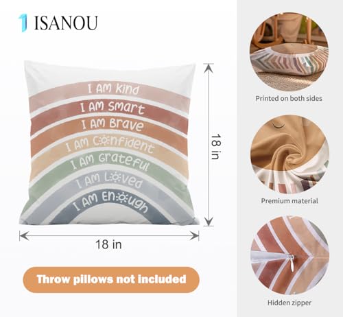 Kids Playroom Decor,Boho Sun Alphabet Throw Pillow Covers,Kids Reading Nook Decor Pillowcase for Classroom Playroom Nursery,18x18 Inch Pillowcase Set of 4