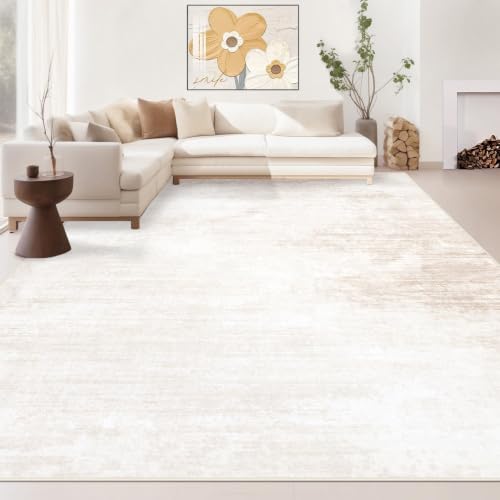 Area Rugs 8x10 Living Room: Washable Rug Modern Abstract Large Rugs Soft Non Slip Neutral Rug Stain Resistant Indoor Carpet for Bedroom Kitchen Dining Room Table Nursery Home Office Rugs(Beige,8'x10')