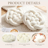 Novabright 2 Pack White Knot Pillow Balls 16x16 Handmade Knot Throw Pillows Plush for Couch Sofa Bedroom Living Home Decor Modern Round Aesthetic Accent Cushions