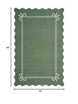 Garvee Scalloped Bow Rug Green Washable Solid 3x5 Area Rugs for Living Room