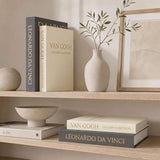 Decorative Storage Books Set of 2, Linen Cover, Gold Letters, Beige and Dark gray