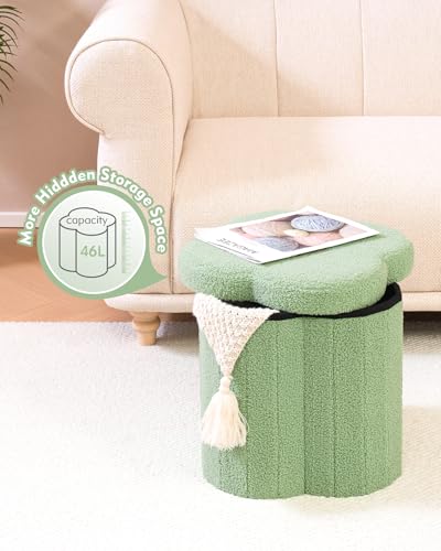 B FSOBEIIALEO Storage Ottoman Cube, 15" Flower Shaped Ottomans, Green