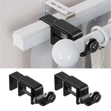 Over Blinds Curtain Rod Brackets for 1–2" Headrail Depth, Black 2PK | No Drill | Measure Before Ordering | Outside-Mount Blinds | Secure E-Clamp Grip