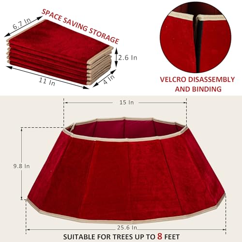 Blissun Christmas Tree Collar, Velvet Foldable Christmas Tree Ring, Christmas Tree Skirt for Artificial Christmas Trees Decoration