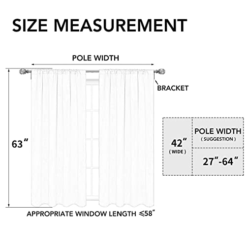 Easy-Going Rod Pocket Blackout Curtains for Bedroom, Room Darkening Window Curtains for Living Room, Thermal Insulated Noise Reduction Solid Window Drapes, 2 Panels(42x63 in, White)