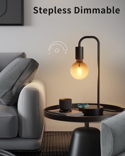 ONEWISH Industrial Table Lamp for Bedroom, Fully Dimmable Modern Bedside Lamps with 2700K Warm Light Bulb for Kids Reading, Minimalist Nightstand Lamps for Living Room, Office (Bulb Included)
