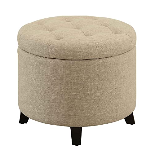 Convenience Concepts Designs4Comfort Storage Ottoman, Tan Fabric