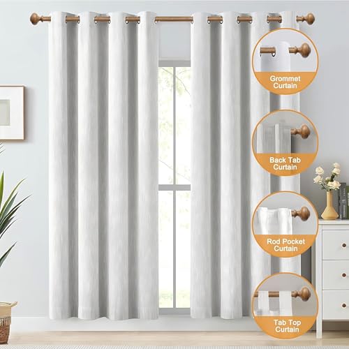 Wood Curtain Rods for Windows 48 to 84 Inch(4-7ft),1 Inch Heavy Duty Curtain Rods with Imitation Wood Grain Finials, Boho Adjustable Drapery Rod of Window Treatment