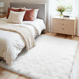 4x6 Fluffy Shag Area Rugs for Living Room Bedroom: Soft Plush Carpet White