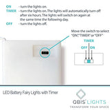 QBIS Warm White Fairy Lights Battery Operated With Timer Mode, 40 Micro LED for Mason Jars, 6.5ft Silver Wire Indoor Use