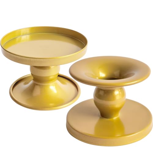 Reversible Yellow Candle Holders Set of 2 for Pillar & Taper Candles