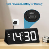 Wooden Digital Alarm Clock with Dual USB Charging Ports, DST, Dimmable, Snooze, Modern Large Time Display LED Clock for Kids Bedrooms, Living Room, Desk, Table, Bedside, Nightstand (Black)