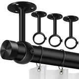 TOKPLNU Curtain Rod Brackets, Ceiling Heavy Duty Holders, Black 4 Pack Hooks Hangers for 1 1/4-Inch Drape Poles