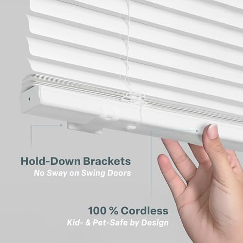 REGAL estate QuickInsta MagMount No Tools No Drill Cordless 1" Magnet Mini Blinds for Metal Steel Doors, 25" W x 42" H, White